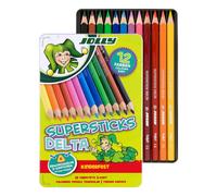 JOLLY Superstick Delta Colouring Pencils Assorted Metal Case Pack of 12 1 count