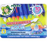 JOLLY Superwaxies Pastelli a cera acquerellabili - pittura ad acqua 10 pezzi in scatola di metallo, 11 pezzi (confezione da 1), vera cera d'api, pratica custodia, colori ricchi e coprenti