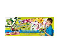 JOLLY Twintabs Scatola dei colori per la scuola 12, 12 colori per la copertina, incl. Bianco opaco e 2 pennelli in custodia in plastica, con sistema Easy-Click