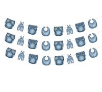 Jollyboom Blue Jean Decorazioni per baby shower, 3 pezzi pannolini e banner per baby shower in denim per Blue Jean a Little Denim Baby Is On The Way Welcome Gender Reveal Party