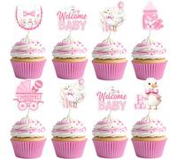 Jollyboom Decorazioni per baby shower a forma di oca sciocca, 24 pezzi, con stampa blu su entrambi i lati, motivo "A Silly Goose Is On the Way"