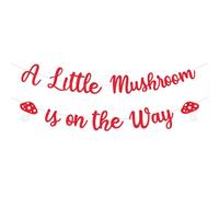 Jollyboom Decorazioni per baby shower, a little mushroom is on the way, striscione per festa di nascita e foresta delle fate