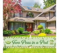 Jollyboom Decorazioni per feste con due piselli in baccello, gemelli piselli dolci, decorazioni per baby shower, striscione da cortile per verdura, sesso, rivelare la gravidanza, annuncio regalo