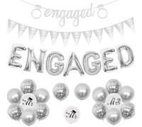 Jollyboom Decorazioni per feste di fidanzamento argento, We Are Engaged Banner Engaged Banner Engaged Foil Balloons per Mr e Mrs He Asked She Said Yes Decorazioni di fidanzamento Matrimonio Nuziale