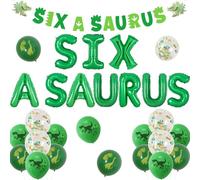 Jollyboom Decorazioni per il 6° compleanno, Six a Saurus decorazioni di compleanno banner palloncini in lamina per festa di dinosauro giungla 6 anni