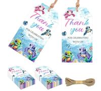 Jollyboom Etichette di ringraziamento a forma di tartaruga marina, 50 pezzi con scritta "Thank You for Celebrating with Us", etichette regalo riccamente colorate per Under The Sea Ocean Animal