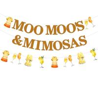 Jollyboom Moo Moos e Mimose Decorazioni per feste, Moo Moos e Mimose Striscioni di compleanno per signore ragazze notte addio al nubilato addio al nubilato forniture di compleanno donne