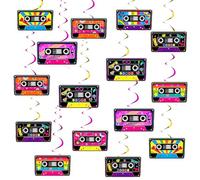 Jollyboom Nastro adesivo decorativo per feste, 24 pezzi, per radio anni '80 e '90, per compleanno, da appendere, per musica hip hop, forniture per feste di compleanno