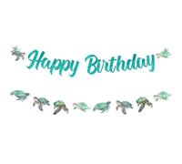 Jollyboom Tartaruga decorazioni di compleanno, tartaruga marina buon compleanno banner oceano mare animale tartaruga banner di compleanno ghirlanda per ragazzo ragazza sotto il mare tartaruga oceano