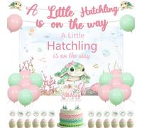 Jollyboom Tartaruga marina Baby Shower Decorazioni ragazza, a Little Hatchling Is On The Way Sfondo Banner Cake Cupcake Toppers Palloncini per Under The Sea Welcome Baby Shower Genere Reveal