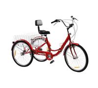 Jolre 24" triciclo per adulti, triciciclo a 3 ruote, 7 marce con luce LED, cestino per verdure e portabicchiere, triciclo pieghevole, bicicletta pieghevole, mobilità per lo shopping, City Bike.