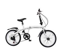 Jolre Bicicletta pieghevole da 20", a 6 marce, pieghevole, per adulti, sport all'aria aperta, freno a disco a V, bicicletta da città, bicicletta pieghevole in alluminio, colore bianco.