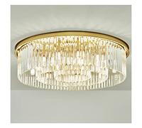 Jolre Lampada da soffitto in cristallo da 60 cm, lampadario in cristallo dorato, rotonda e trasparente, per soggiorno, camera da letto, lampada a LED E14.