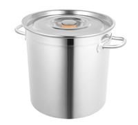 Jolre Set di 3 pentole e padelle, 35/50/70 litri, lucidate a specchio, in acciaio inox, con coperchi, argento, per hobby e uso ristorante
