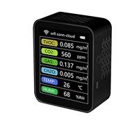 Jolsaawie 1Set Tuya Smart WiFi Rilevatore di CO2 Sensore di Qualità 'Aria Monitor TVOC CO2 Gas CH2O Rilevatore di Misuratore di Umidità Della Temperatura, Nero
