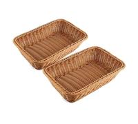 Jolsaawie 2 cestini rettangolari da tavolo o da banco per pane, frutta e verdura, cestini in vimini per mercati, panetteria