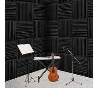 Jolsaawie 24Pcs Studio Pannelli In Schiuma Acustica Insonorizzato Tamburo Spugna KTV Trattamento di Assorbimento Della Stanza Poliuretano Parete