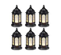 Jolsaawie 6PCS LED Eid Mubarak Lanterna Portacandele Elettronico Moon Star Lights Centrotavola Decor