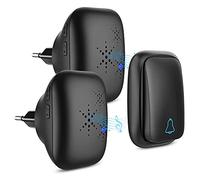 Jolsaawie Campanello Fili Impermeabile Pulsante Autoalimentato Set di Campanelli Intelligenti Home Welcome Campanello per Esterni Ricevitore Spina UE Nero