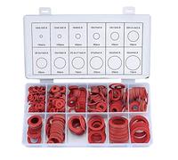 Jolsaawie Kit di 600 rondelle assortite in fibra di acciaio rosso, 12 dimensioni, kit di rondelle piatte in fibra di carta, anelli piatti