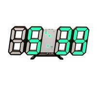 Jolsaawie Orologio Digitale Un LED 3D Orologio da Parete Luminoso Spina USB Multifunzionale Orologio Elettronico Decorazione Domestica,Verde