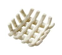 Jolsaawie Portasapone in ceramica per bagno, elegante piatto autodrenante con design cavo, ideale per doccia e bagno A