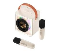 Jolsaawie Portatile Mini Karaoke Macchina Set Altoparlante Bluetooth Luce Colorata Surround con 2 Microfoni Senza Fili per Bambini Adulti B