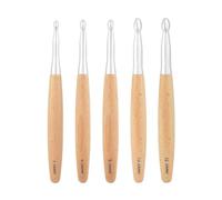 Jolsaawie Set di Uncinetti con Manico In Legno di Faggio, Uncinetti per Grossi, Dimensioni 7 mm 8 mm 9 mm 10 mm 12 mm Facili da Usare