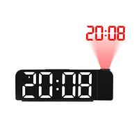 Jolsaawie Sveglia con proiezione di rotazione di 180°, orologio digitale a LED 12/24 ore, ricarica USB, sveglia con proiettore a soffitto (bianco)