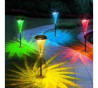 Joltix 4 Pezzi Luci Solari per Giardino, Lampade Solare Esterno, Luce Solare LED Esterno Impermeabile con 2 Modalità di Illuminazione, Faretti Solari da Esterno per Vialetto Cortile Prato Piscina