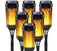 Joltix Solari Fiamma Luci, Lampade Solari da Giardino, 6 Pezzi 12 LED Lampada Solare da Esterno, IP65 Luci Solare Esterno impermeabile Decorazione per Giardino Cortile Prato Patio (Giallo Caldo, 6)