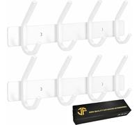 JOLY FANG Appendiabiti da Parete, Ganci Appendiabiti da Muro Moderno in Acciaio Inox, Attaccapanni Montato da Parete per Giacche per Giacche, Cappelli, Sciarpe (4 Ganci 2pcs, Bianco)