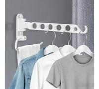 JOLY FANG Appendiabiti da parete pieghevole, Portatile Alluminio Stendibiancheria da Parete, Grucce Appendiabiti Pieghevole Salva spazio, per Camera da Letto, Bagno (Bianco-U, 1)