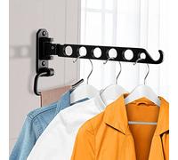 JOLY FANG Appendiabiti da parete pieghevole, Portatile Alluminio Stendibiancheria da Parete, Grucce Appendiabiti Pieghevole Salva spazio, per Camera da Letto, Bagno (Nero-U, 1)