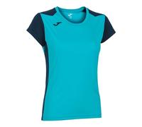 Joma 2XS Maglietta a Maniche Corte a Contrasto Record II, Turchese Fluo Blu Navy, XXS Unisex-Adulto