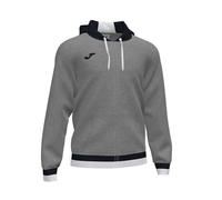 Joma L, Giacca con Cappuccio Comfort II Unisex Adulto, Grigio Melange-Nero, L