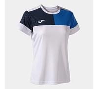 Joma Maglia a Manica Corta Donna Crew V Bianco Blu Reale Blu Navy