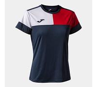 Joma Maglia a Manica Corta Donna Crew V Blu Navy Rosso Bianco