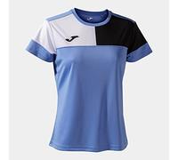 Joma Maglia a Manica Corta Donna Crew V Blu Nero Bianco