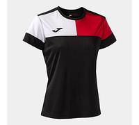 Joma Maglia a Manica Corta Donna Crew V Nero Rosso Bianco