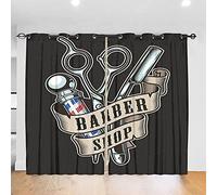 JOMAKE Tende Oscuranti per Interni 2 Pezzi Stampa 3D Forbici Barbiere, Moda Tende Con Occhielli Termiche Isolanti Per Camera da Letto Soggiorno Decorazione 2 Pannelli 117 x 230 cm