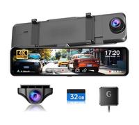 JOMISE Telecamera anteriore e posteriore per specchietto retrovisore 4K UHD, per auto e camion con touch screen IPS da 11", telecamera di backup, funzione di tracciamento GPS, monitor di parcheggio,