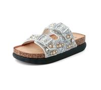 JOMIX Ciabatte con Doppia Fibbia con Strass Estive Donna Moda Sandali