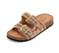 JOMIX Ciabatte con Doppia Fibbia con Strass Estive Donna Moda Sandali