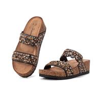 JOMIX Ciabatte con Zeppa da Donna Suola Spessa in Sughero Punta Aperta Pantofole Comode e Antiscivolo Semplici e Generose WCF250342-1 (Nero,41)