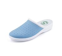 JOMIX Ciabatte Donna Casa Comode Sanitarie Ortopediche Zoccoli Infermiere Ospedale Scarpe Lavoro Pantofole Punta Chiusa Eco-Pelle ITD1752 (D Celeste, 41)