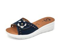 JOMIX Ciabatte Donna Estive Anatomiche Pantofole Zeppa Eleganti a Strappo Regolabile Comode da Casa Mare Spiaggia Piscina Made in Italy TD2011 (Blu, 40)