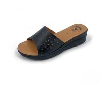 JOMIX Ciabatte Donna Estive Anatomiche Pantofole Zeppa Eleganti Comode da Casa Mare Spiaggia Piscina Made in Italy TD1963 (Nero, 39)