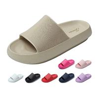 JOMIX Ciabatte Donna Estive Comode Nuvola Mare Donna Ciabatte Gomma Morbida Suola Spessa Casa Piscina Spiaggia SD5171-7 (Beige, 41)