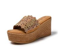 JOMIX Ciabatte Donna Estive Pantofole Estate Ragazze Zeppa Alte da mare Sandali Comode Elegante da Spiaggia Casual SD9102 (Marone,38)